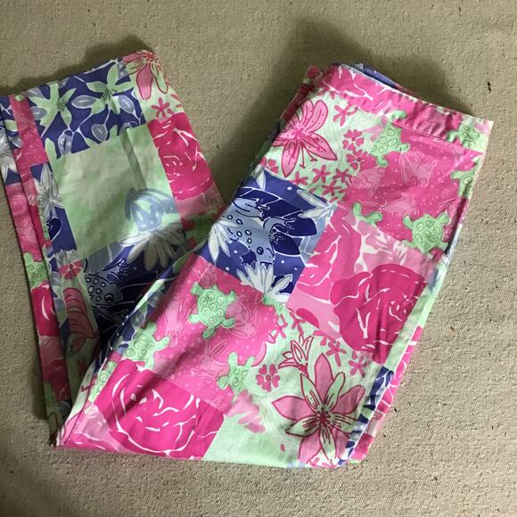 Lilly Pulitzer Women Cropped Pants(No size Tag) Sz. 6 VNTG Patchwork Floral  EUC - Picture 3 of 11